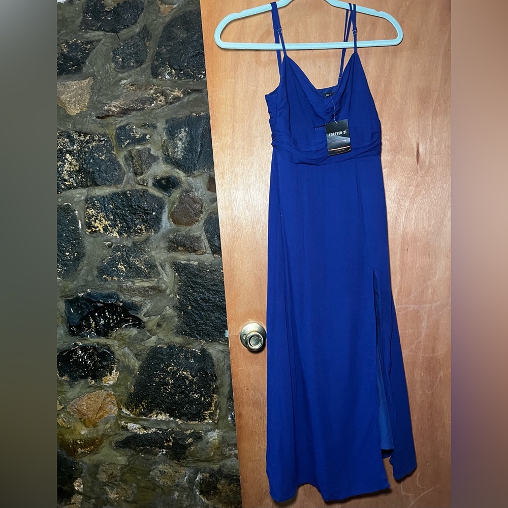 blue slit dress